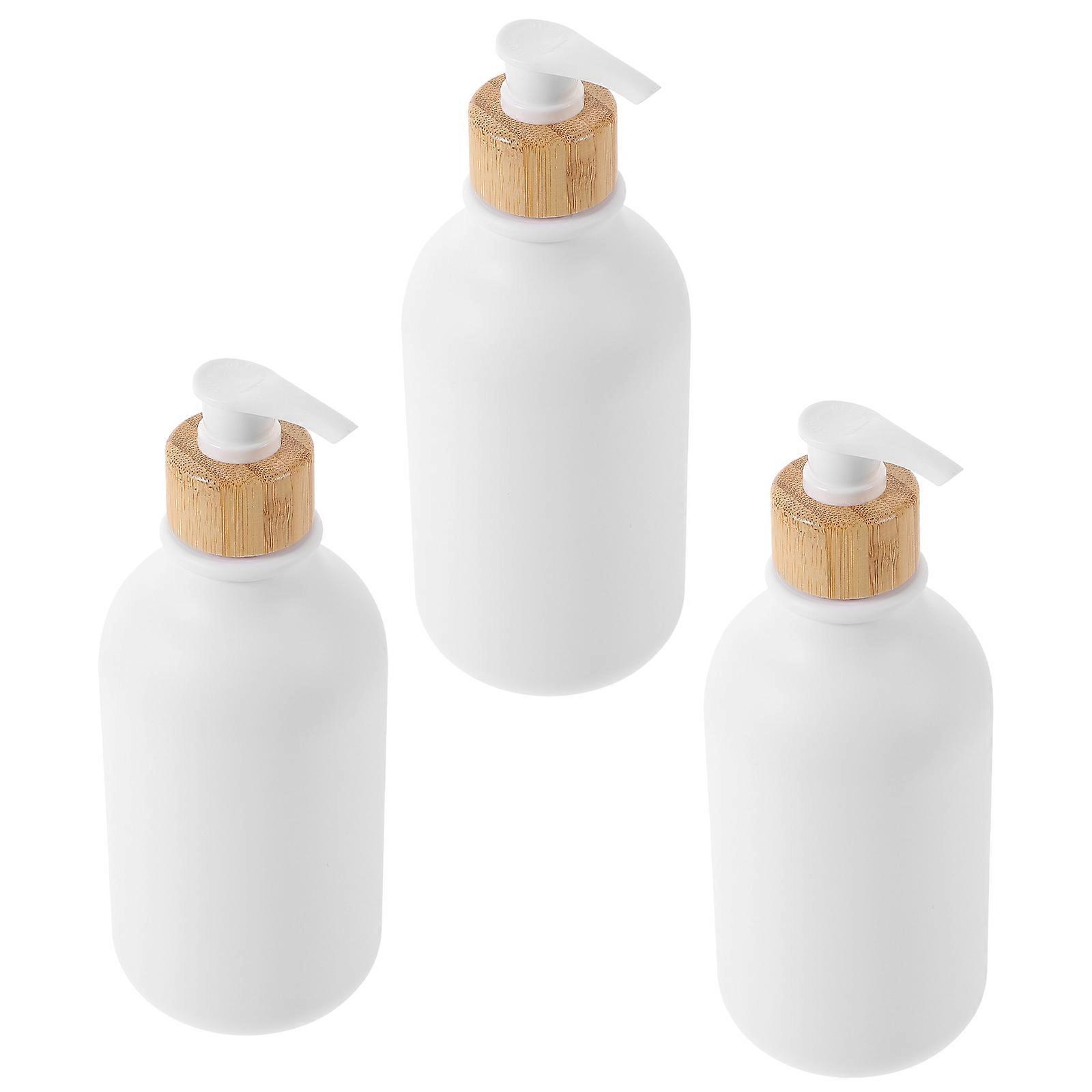 Refillable Shampoo Pump Bottles for Storage Use 6Pcs White Pet Wood