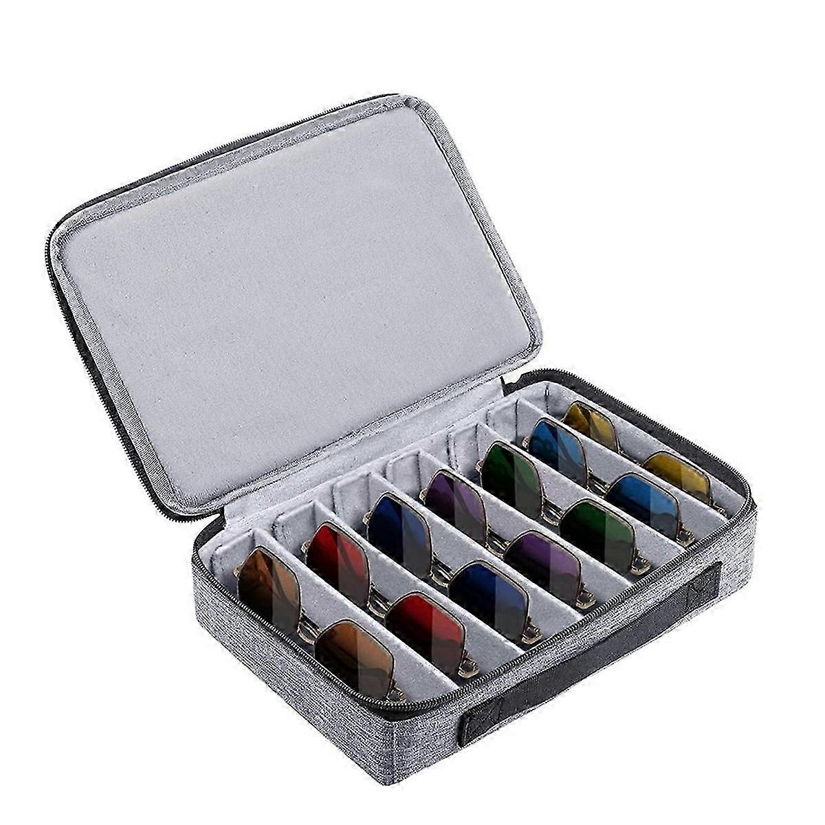 Travel Sunglasses Organizer Case, Adjustable Slot for Multiple Pairs, Portable Eyeglasses Storage