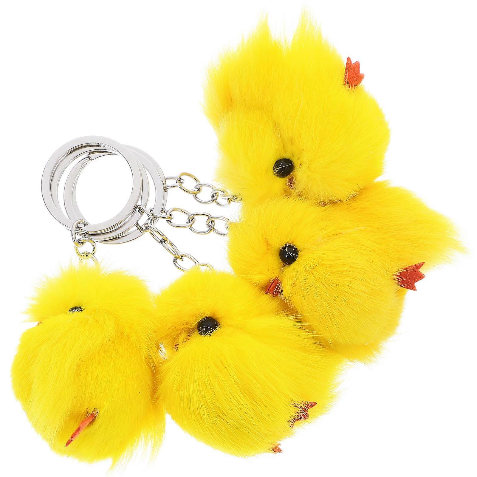 Cute Yellow Plush Chicken Key Chain Ring For Festival Celebrations Party Decorations 11.00X5.00X5.00Cm 16Pcs