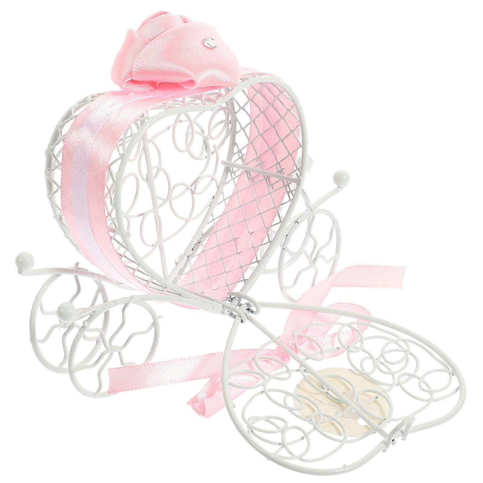 Decorative Candy Box Heart Shaped for Storage Use 3Pcs Pink Metal Ribbon