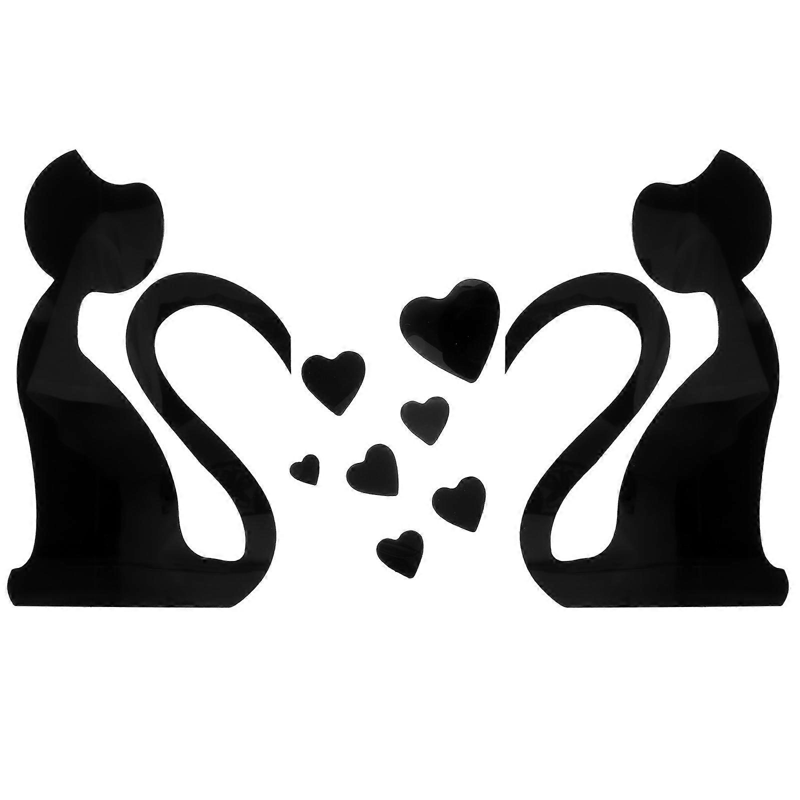 5 Sets of Unique Shape Mirror Wall Decal Perfect For Party Decoration Cat Couple Design