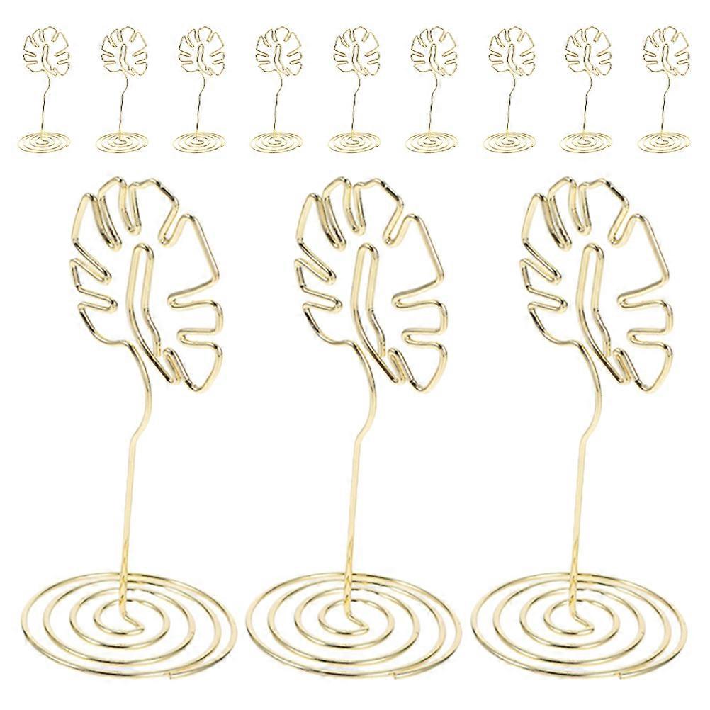 Golden Metal Wire Note Holder Leaf Shape for Business 60Pcs Pack