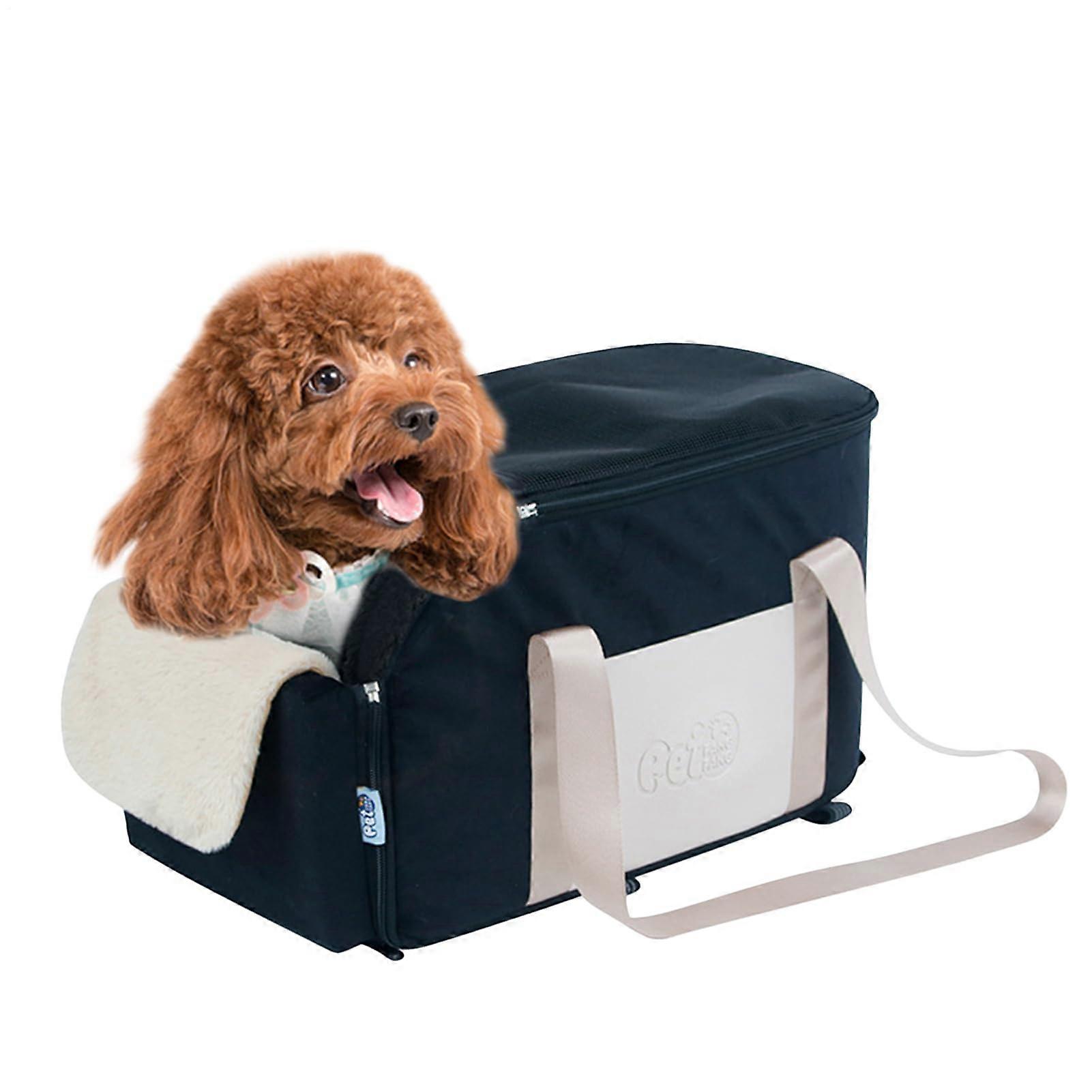 Dog Car Console Resting Soft Plush Travel Booster With Secure Straps Detachable Armrest Booster Seat Portable Puppy Bed
