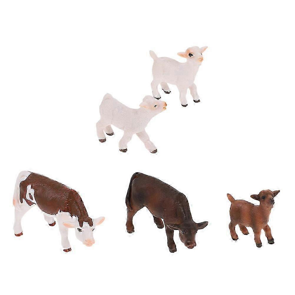 Simulated Animal Model Farm Statue Decor Assorted Color Photo Prop 5 Pcs