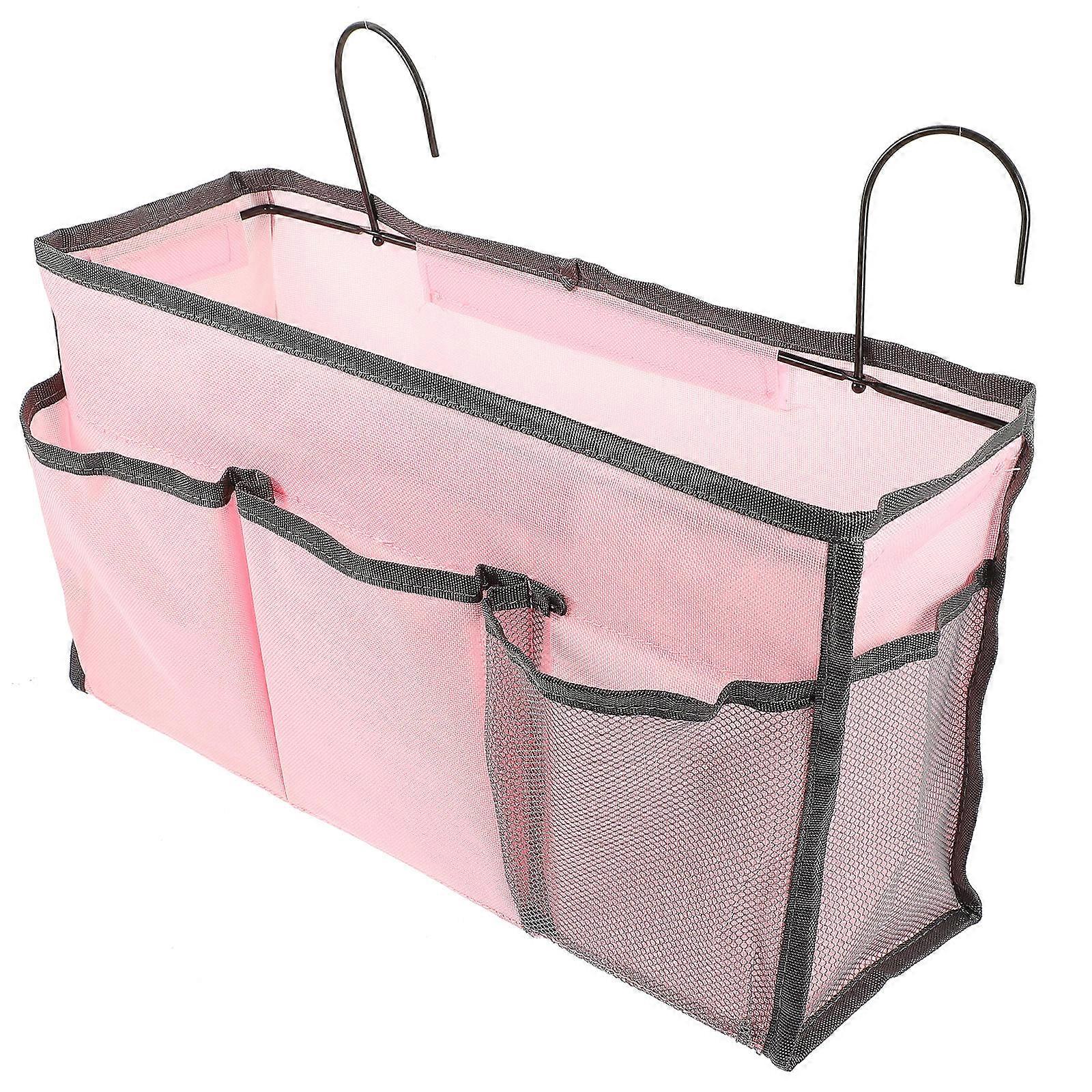 Dormitory Bed Hanging Bag for Storage 2Pcs Pink Bedside Organizer