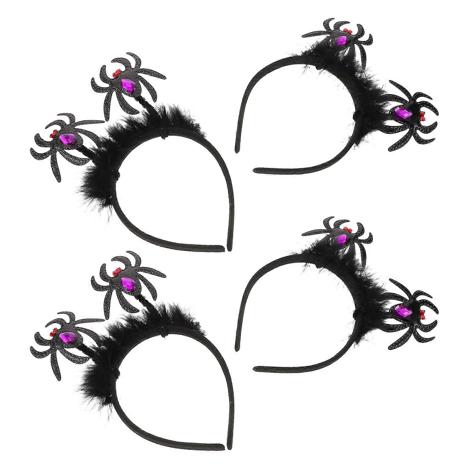 8Pcs Black Plastic Halloween Spider Headbands for Decoration Use