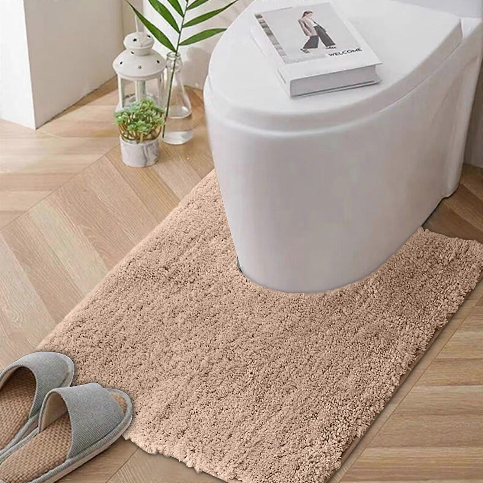 U Shaped Toilet Bath Rug, Fluffy Plush, Super Shaggy Soft Non Slip, Water Absorbent Microfiber Bath Mat, Dries Quickly, Machine Washable