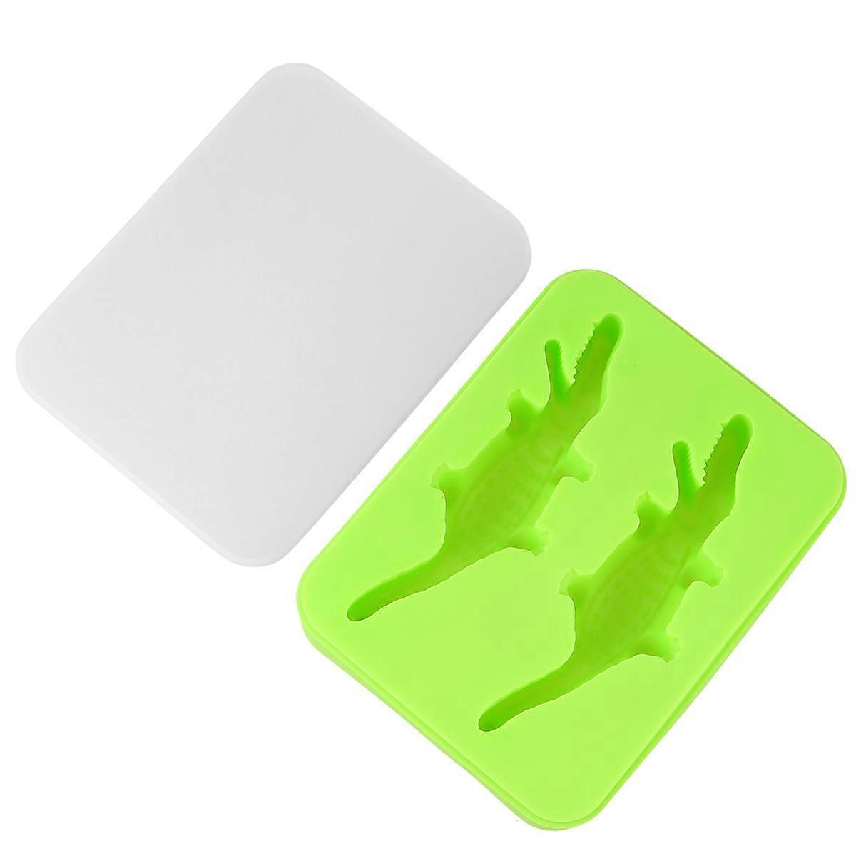 Ice Cubes Maker Crocodile 3D Silicone Mold for Ice Making 2Pcs Green