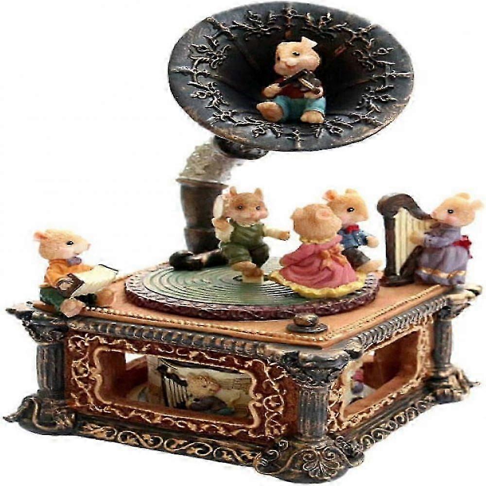 "Music box carousel PR children's cute little mouse creative Christmas phonograph mechanical hard music box"