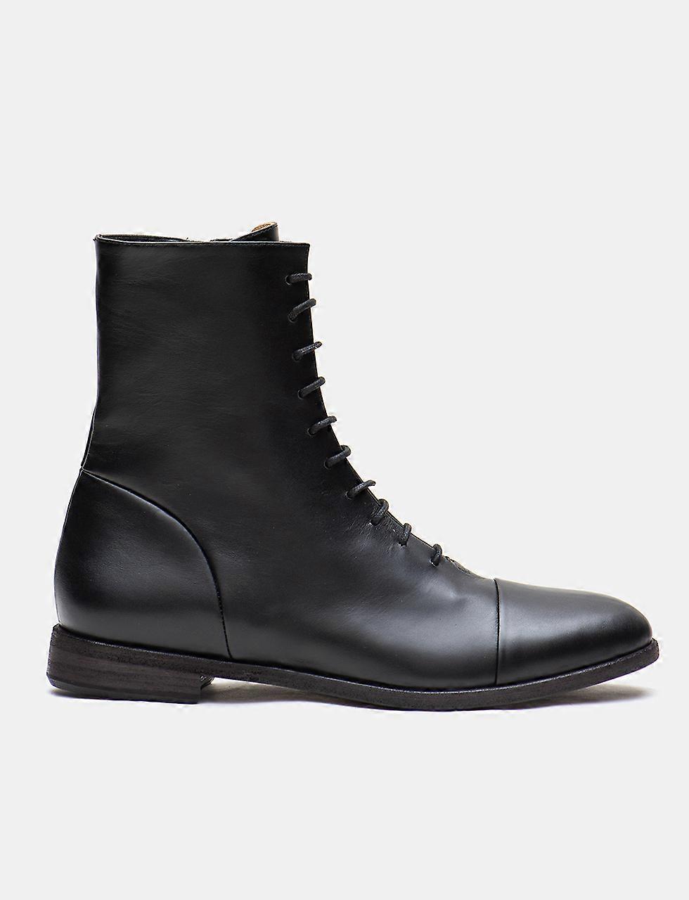 Via Della Paglia - Muriel Women's Leather Lace-up Boot with Side Zip and Rugged Carrarmato Rubber Sole