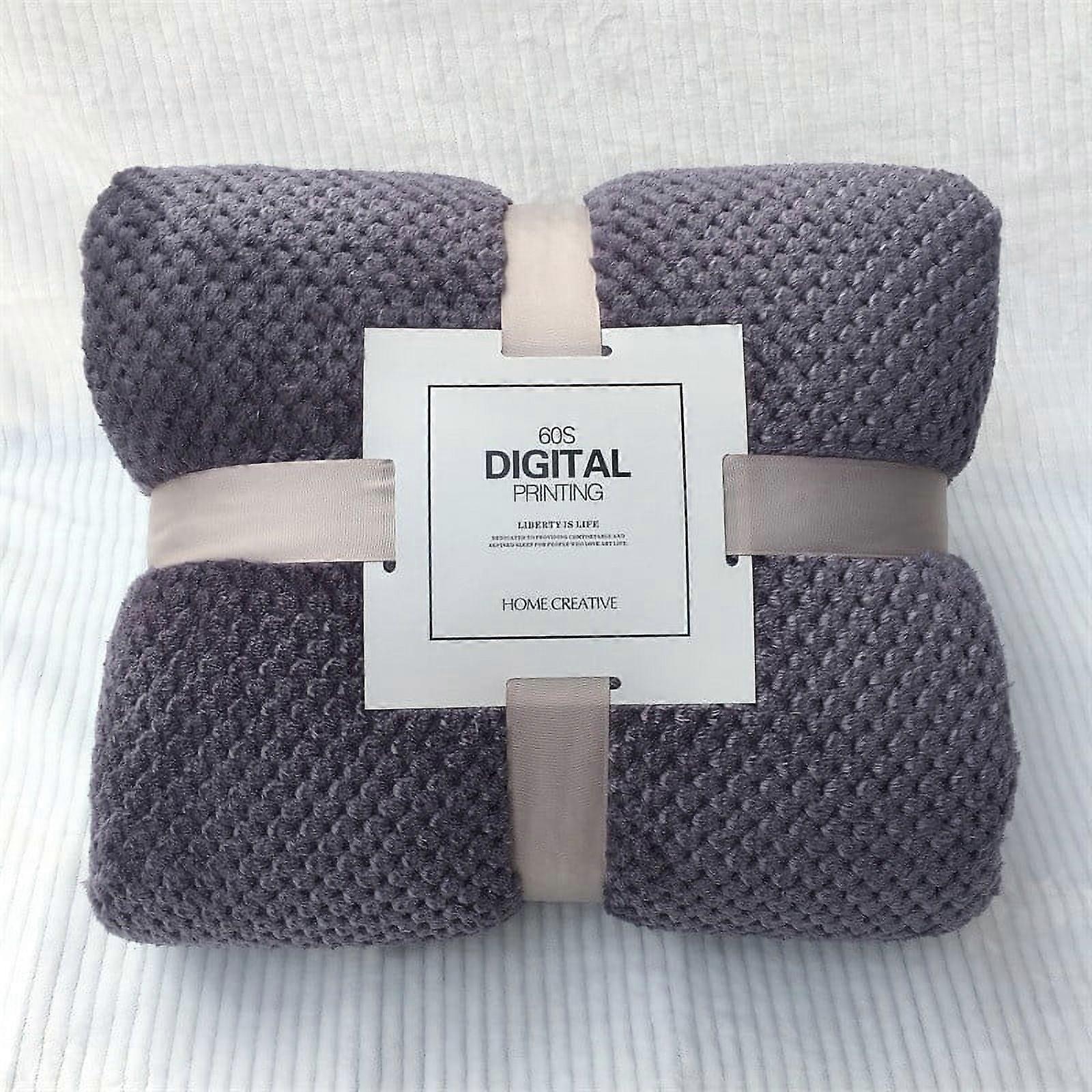 Soft Warm Plaid Fleece Bed Blanket Large Mesh Flannel Blankets Thick Breathable