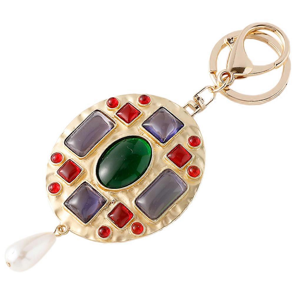 European Style Key Chains Alloy Pendant for Keys 2Pcs Elegant Gem Decoration