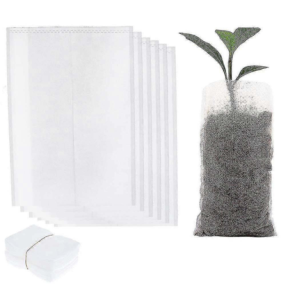 200 stk plante voksende poser frøplante plante barnehage ikke-vevde biologisk nedbrytbare poser for hage, 8 x 10cm