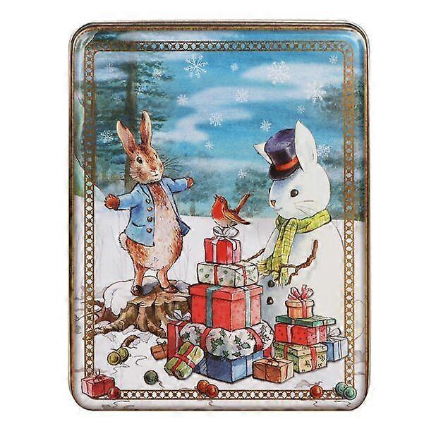 Peter Rabbit Storage Tin Beatrix Potter Christmas Scene Rectangular Container With Lid
