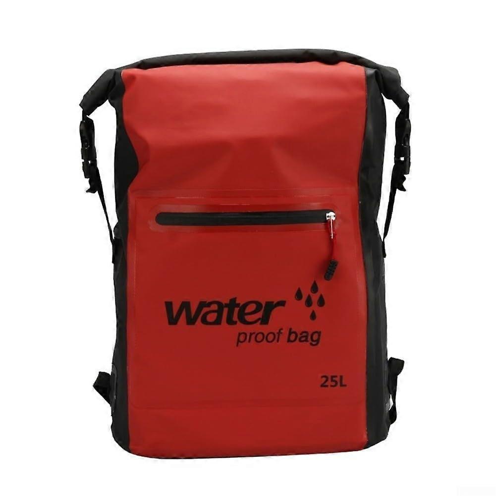 Foldable 25L Waterproof Backpack For Outdoor Activities Red Adjustable Comfortable Straps Compact Foldable Design