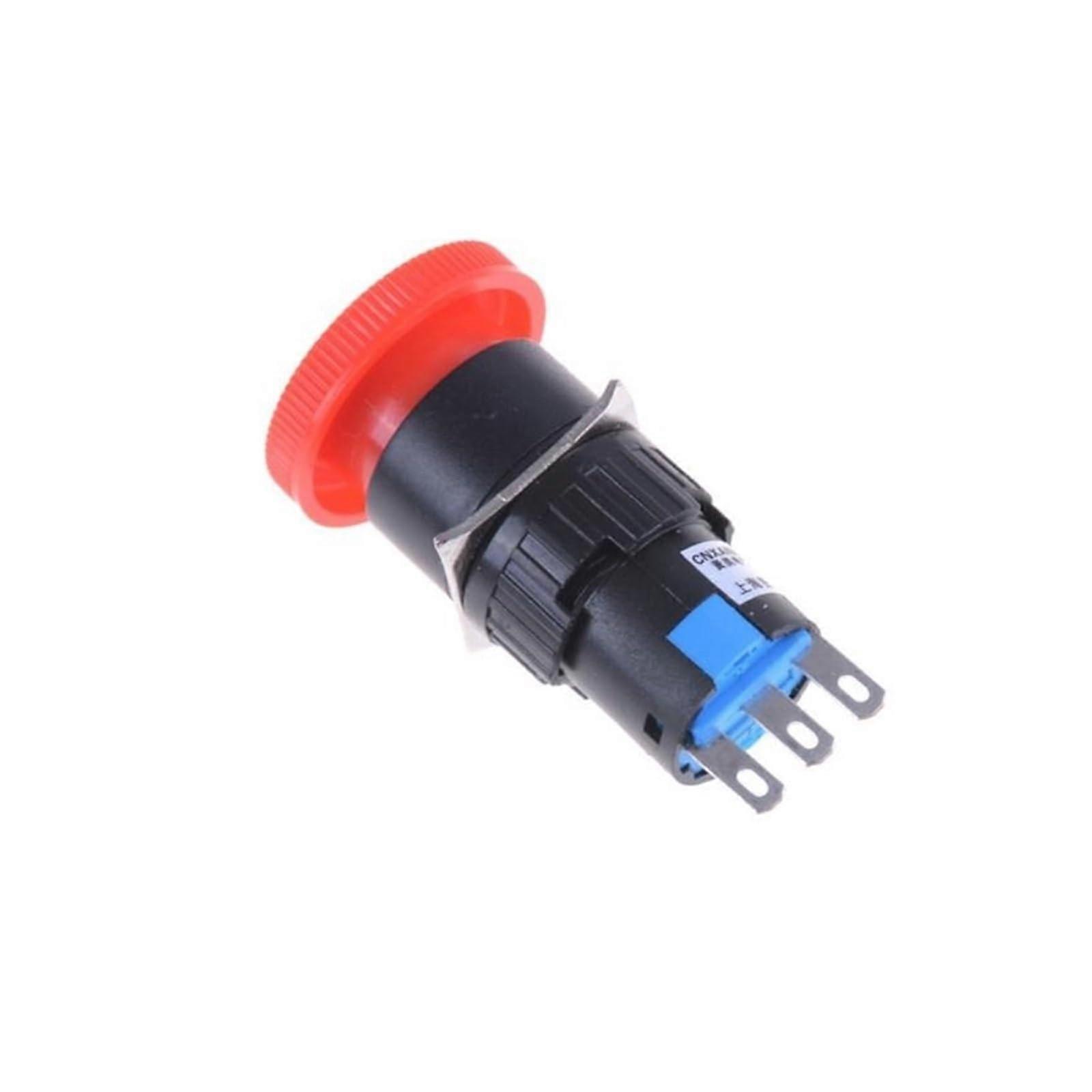 Emergency Stop Push Button Switch 16mm Red NO+NC 3 Pins DC 30V 5A AC 250V 3A Panel Mount 1 Piece