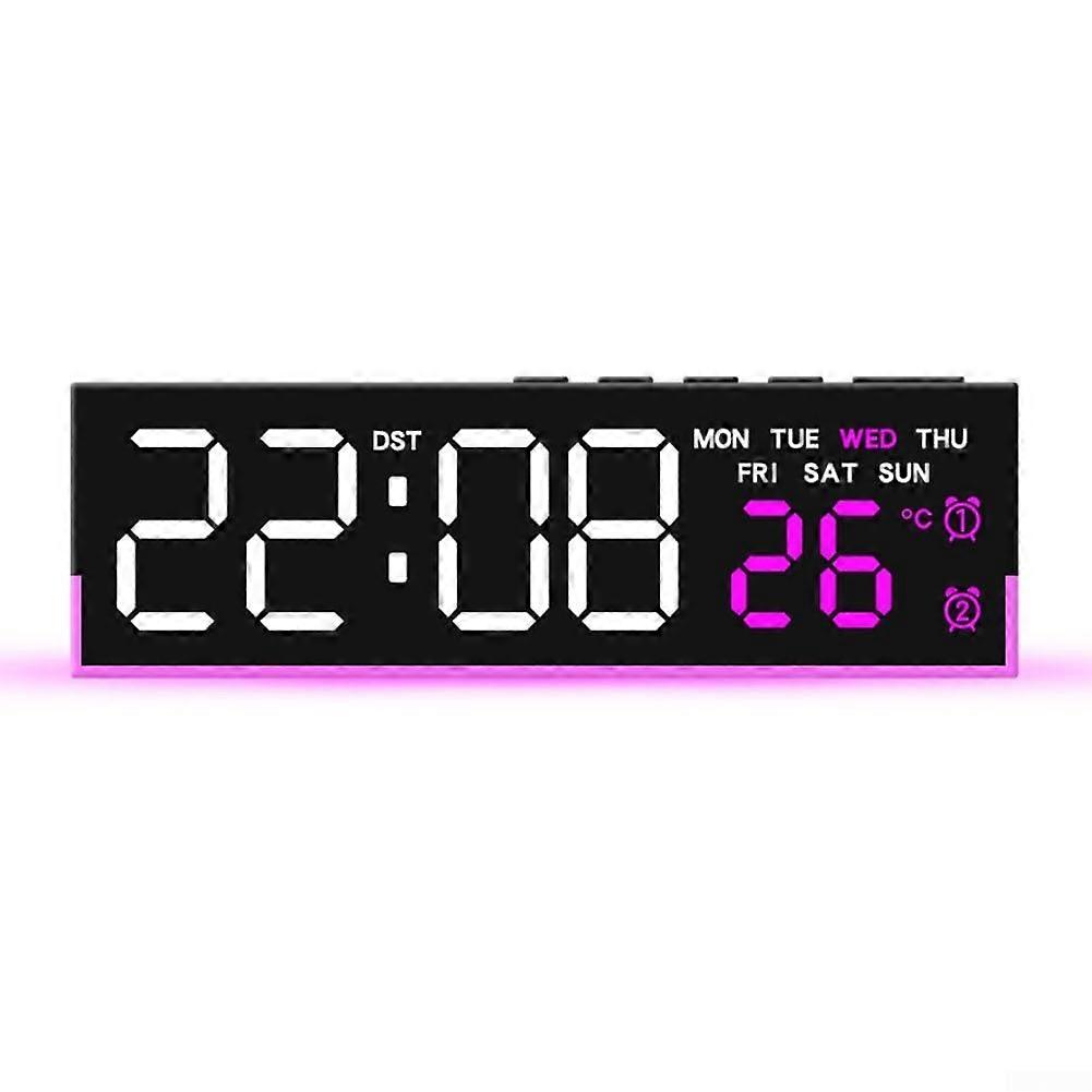 LED Night Light Clock Pink Adjustable Brightness And Temperature Display Celsius And Fahrenheit For Bedroom And Nursery