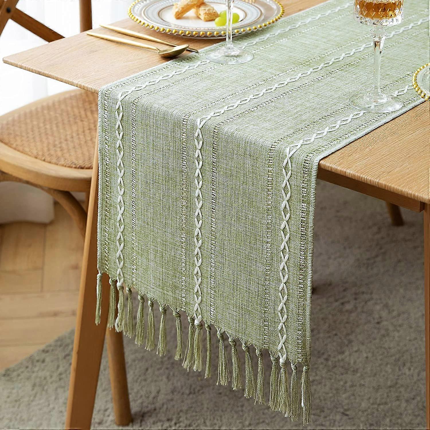 Farmhouse Table Runner Rustic Linen Boho Table Runner for Dining