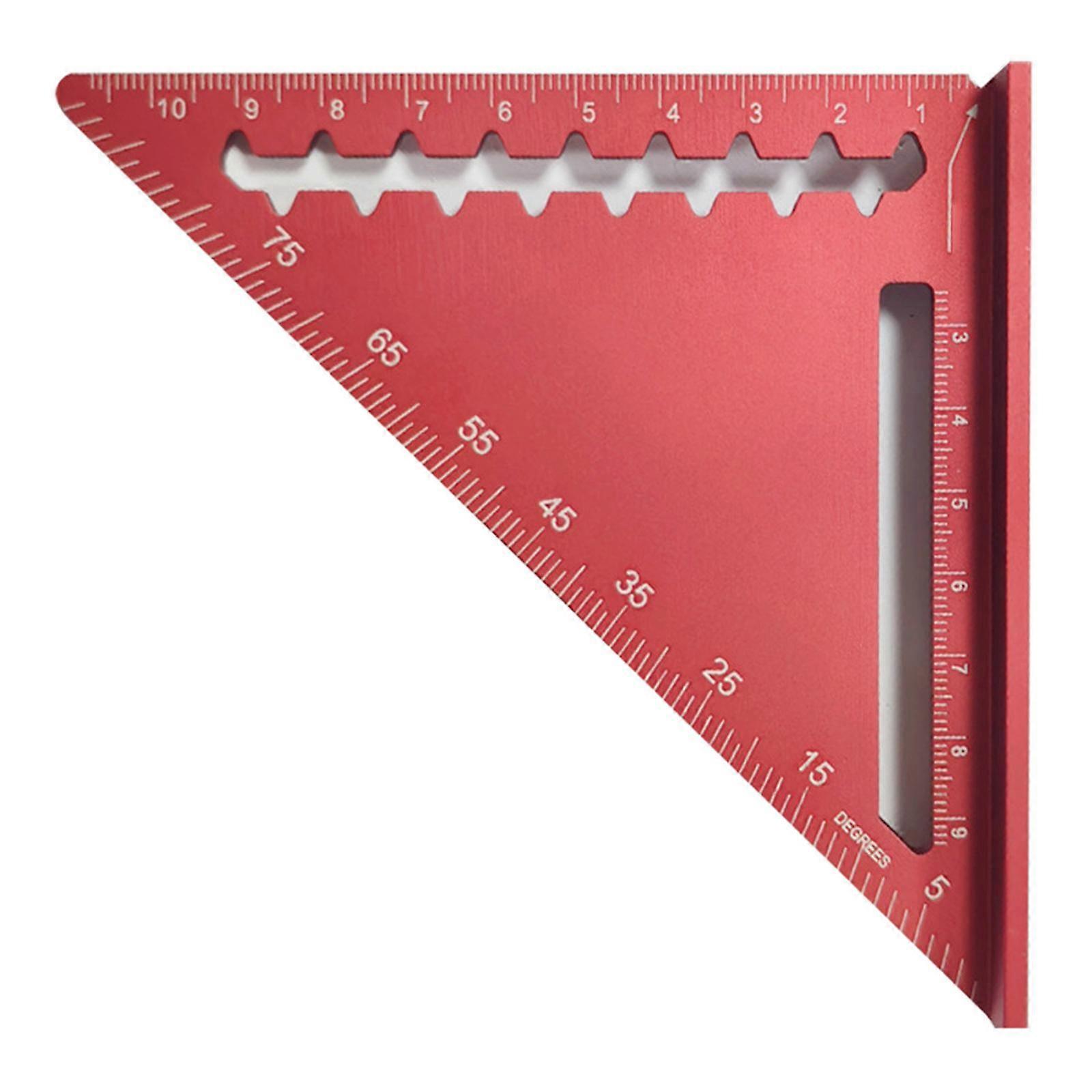 4inch Aluminum Miter Triangle Ruler 45 Degree/90 Degree Woodworking Square Protractor Multifunctional Measuring Tool  Red