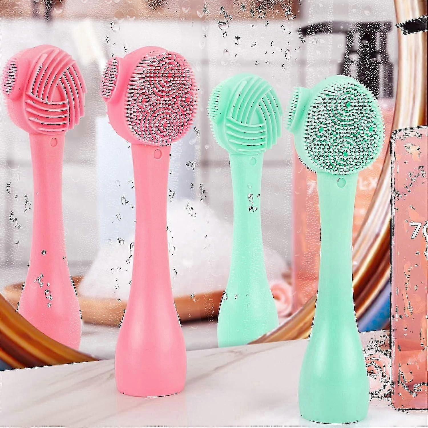 Facial Cleansing Brush - Three-sided Lip Scrubber - Face Massager - 2pcs