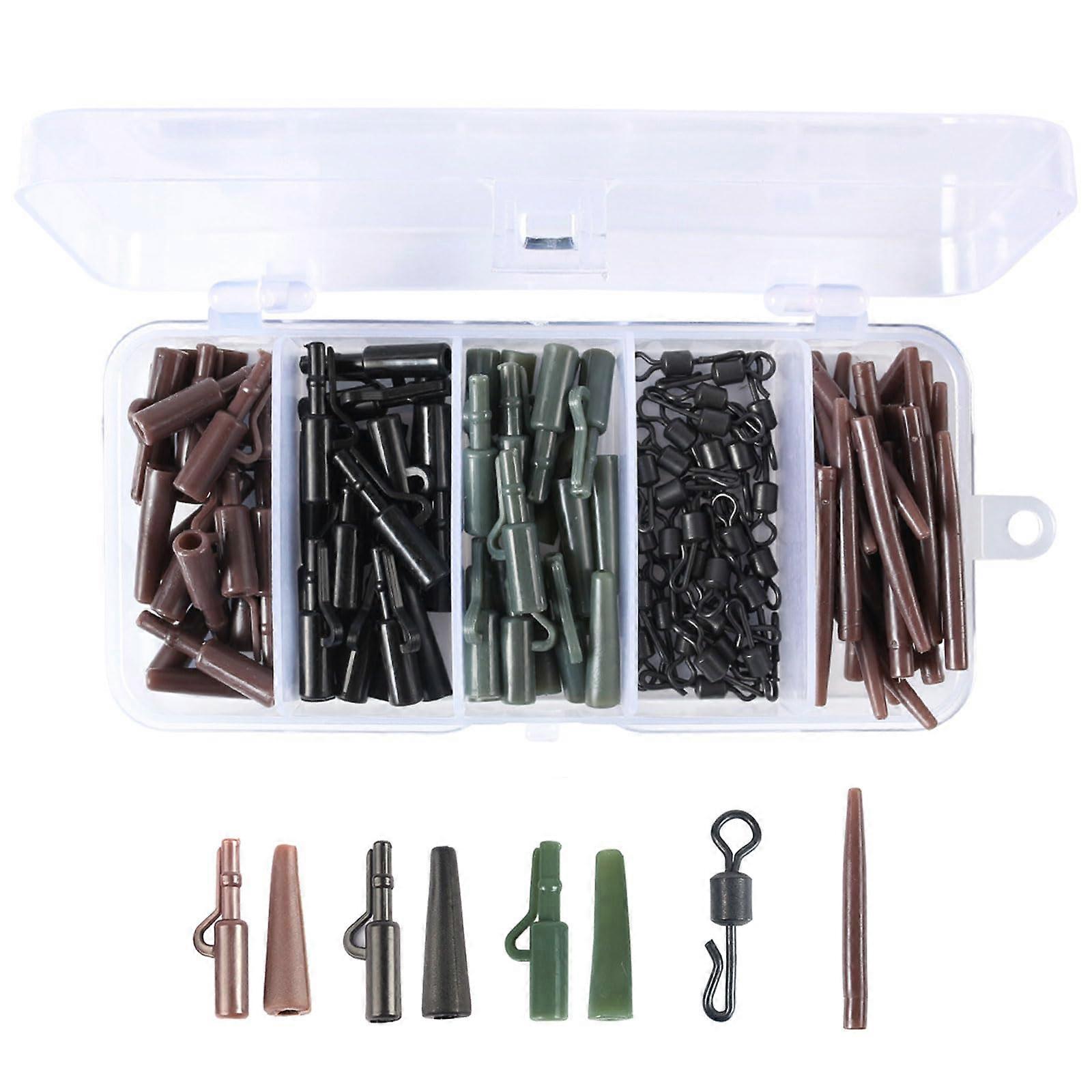 120Pcs Fishing Tackle Set Including Hook Quick Change Swivels Anti Tangle Sleeves