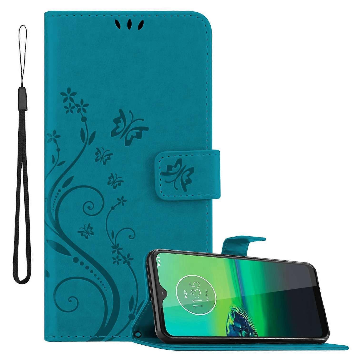 Motorola MOTO G8保護ケース - 花柄プリントとカードスロット付き