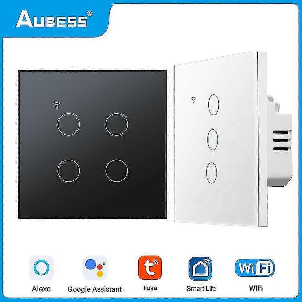 Tuya Wifi Smart Home Light Switch Luxuray Glass EU Touch Wall Panel Timer Relay Works With Alexa Google Home Alice