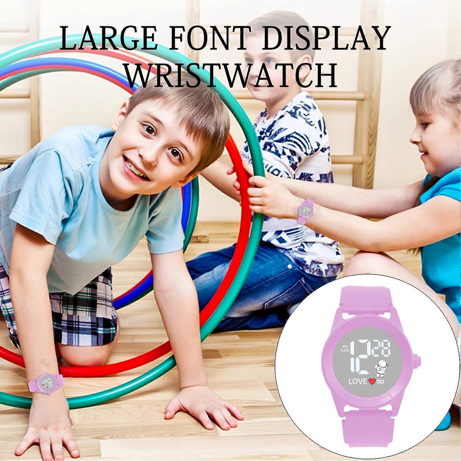 SUSUchens Kids Electronic Watch Adjustable Large Font Screen Display Accurate Timekeeping Smart Wristwatch for Students Green