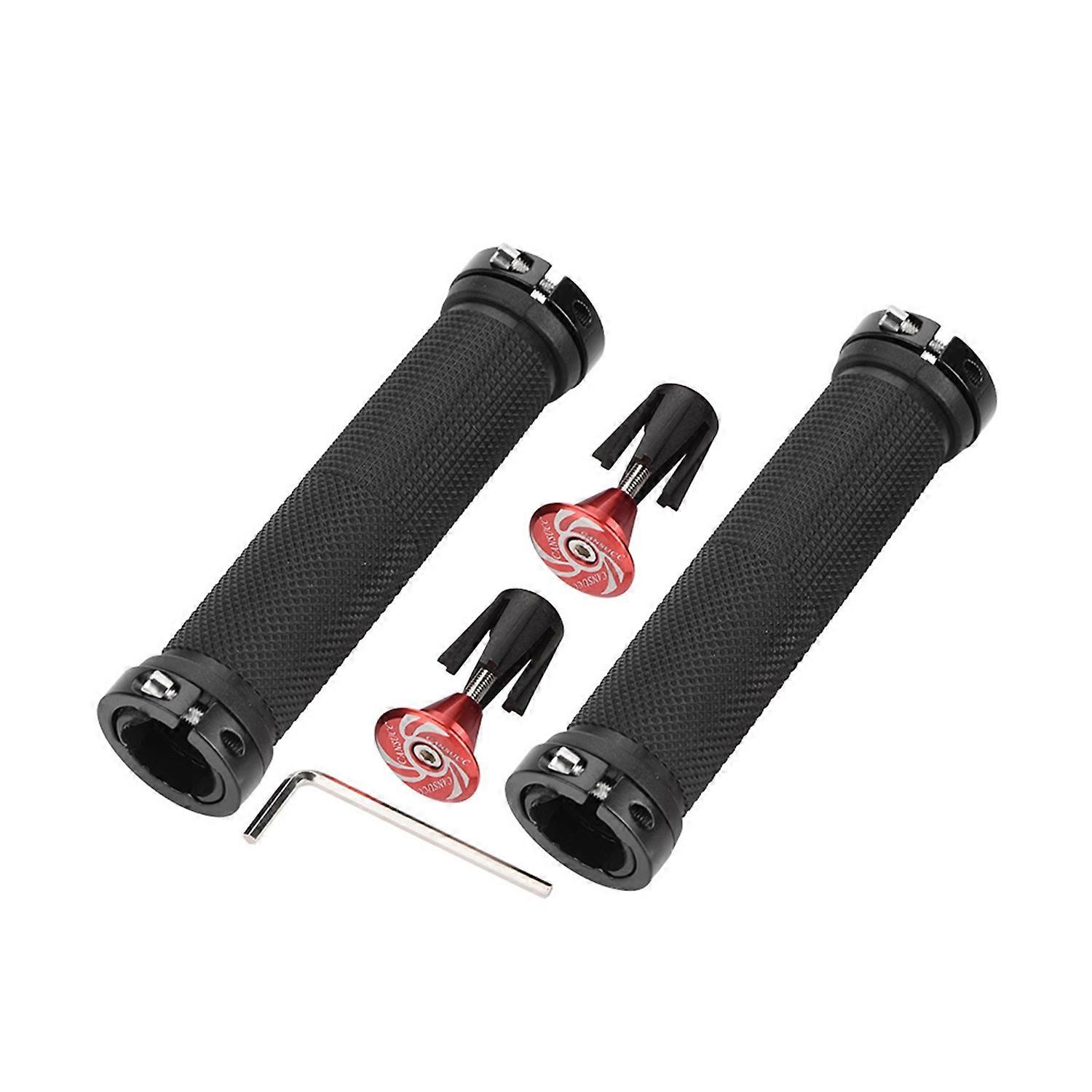1 Pair Cycling Handle Bar End Bike Bicycle Lock on Handlebar Grips Accessory (Red)
