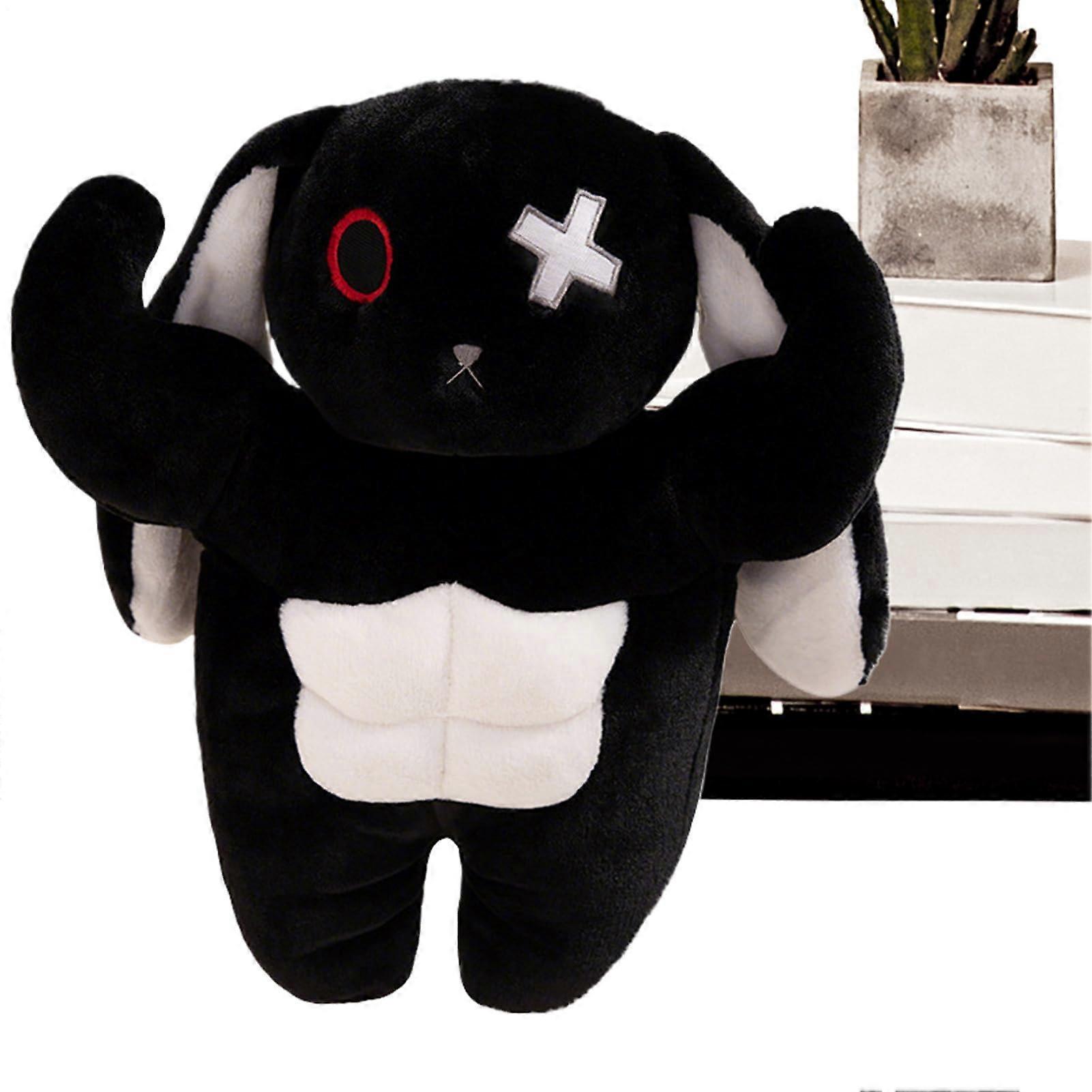 Rabbit Plush Toy Muscle Plush Soft Cuddly Cushion For Hugging Black For Sofa Bed Desk Car