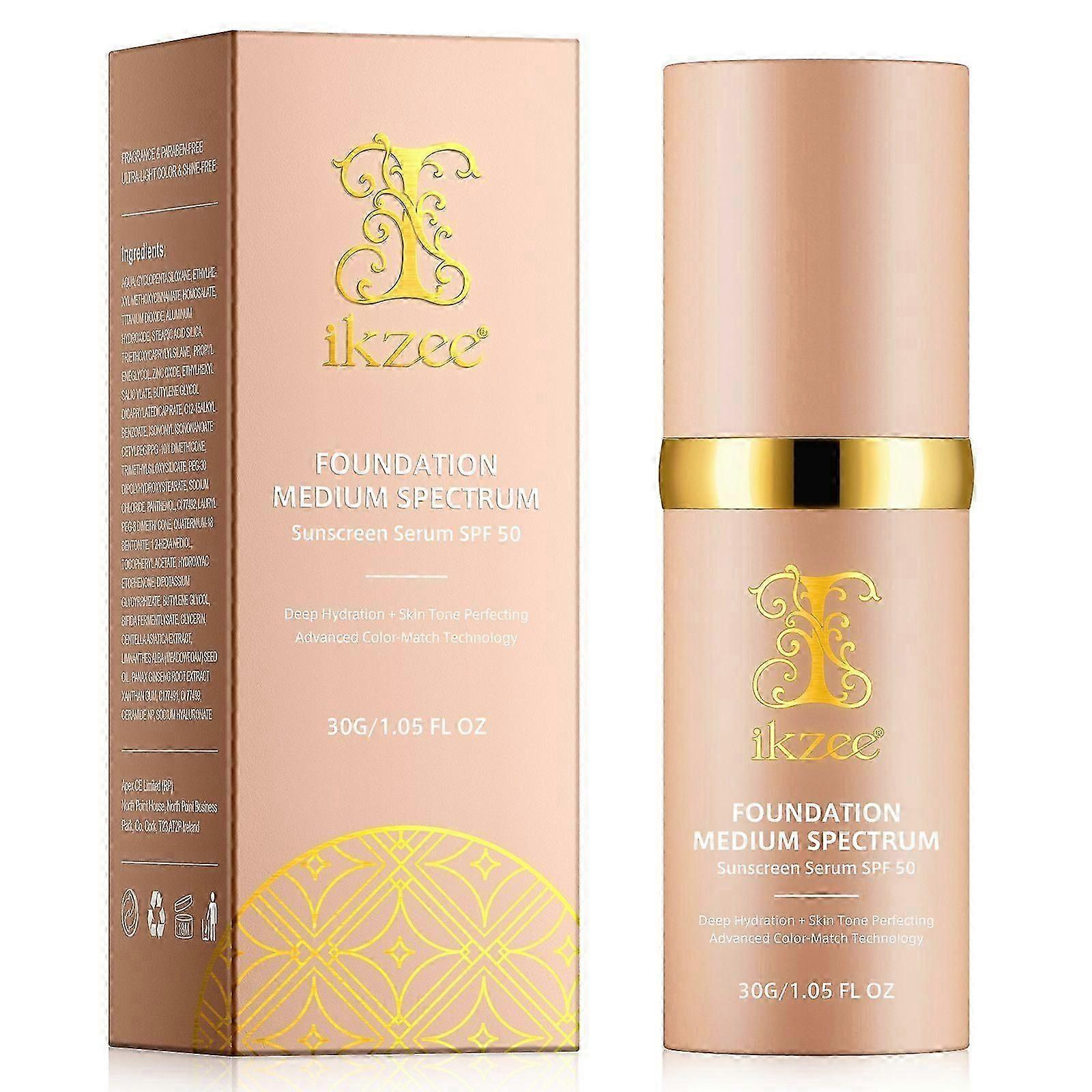 4 in 1 Foundation with SPF 50+, Hydrating Color Changing Foundation Longwearing & Waterproof, Medium Spectrum for Gym, Sport, Dancing