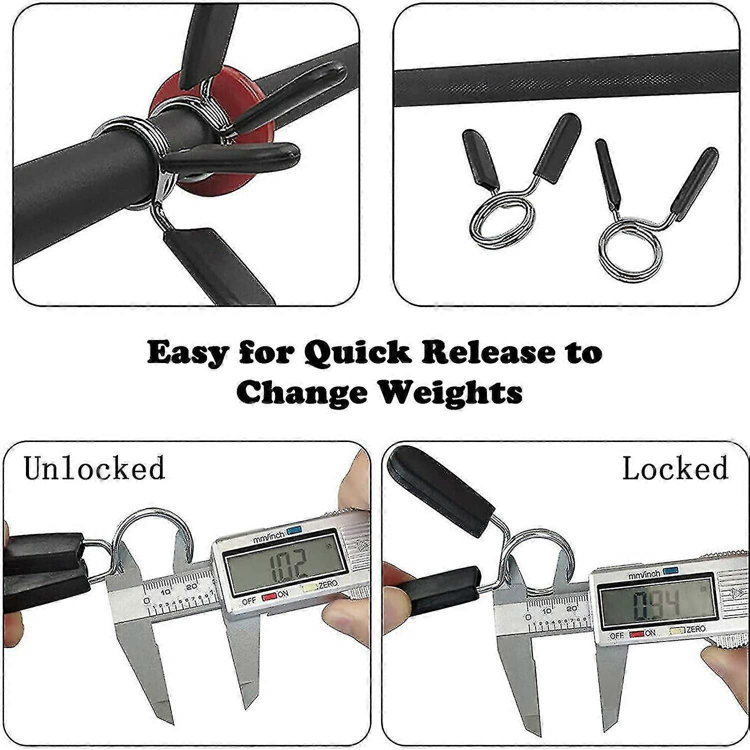 Spring Locks 25mm, 8 Pieces Dumbbell Locks Locking Device, Spring Lock Dumbbell