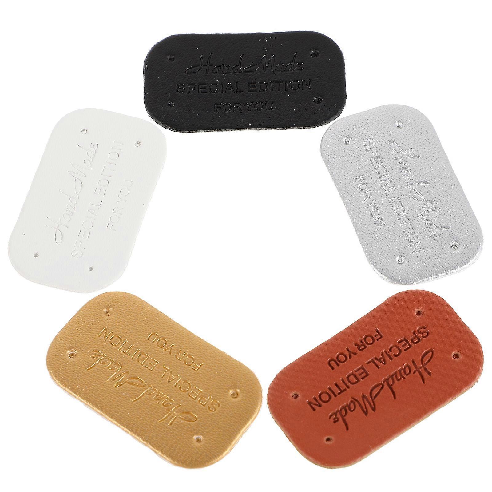 Embossed Round Corner Fake Tags for DIY Jeans 100Pcs Handmade Set