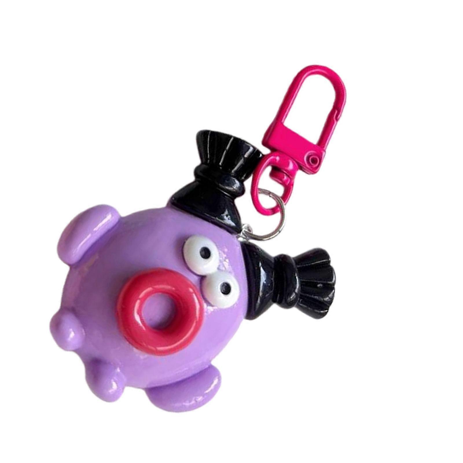 User Friendly Resin Sausage Keychain Playful Bag Charm Funny Design Sturdy Accessory Cartoonish Bag Charm  Purple