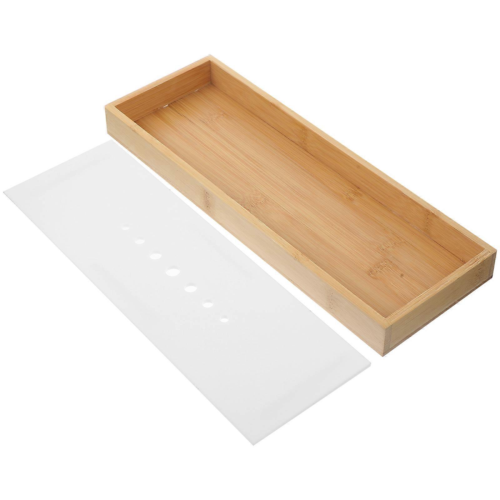 Tea Tray Bamboo Drain Tray for Storage Multi-Purpose Kitchen Accessory