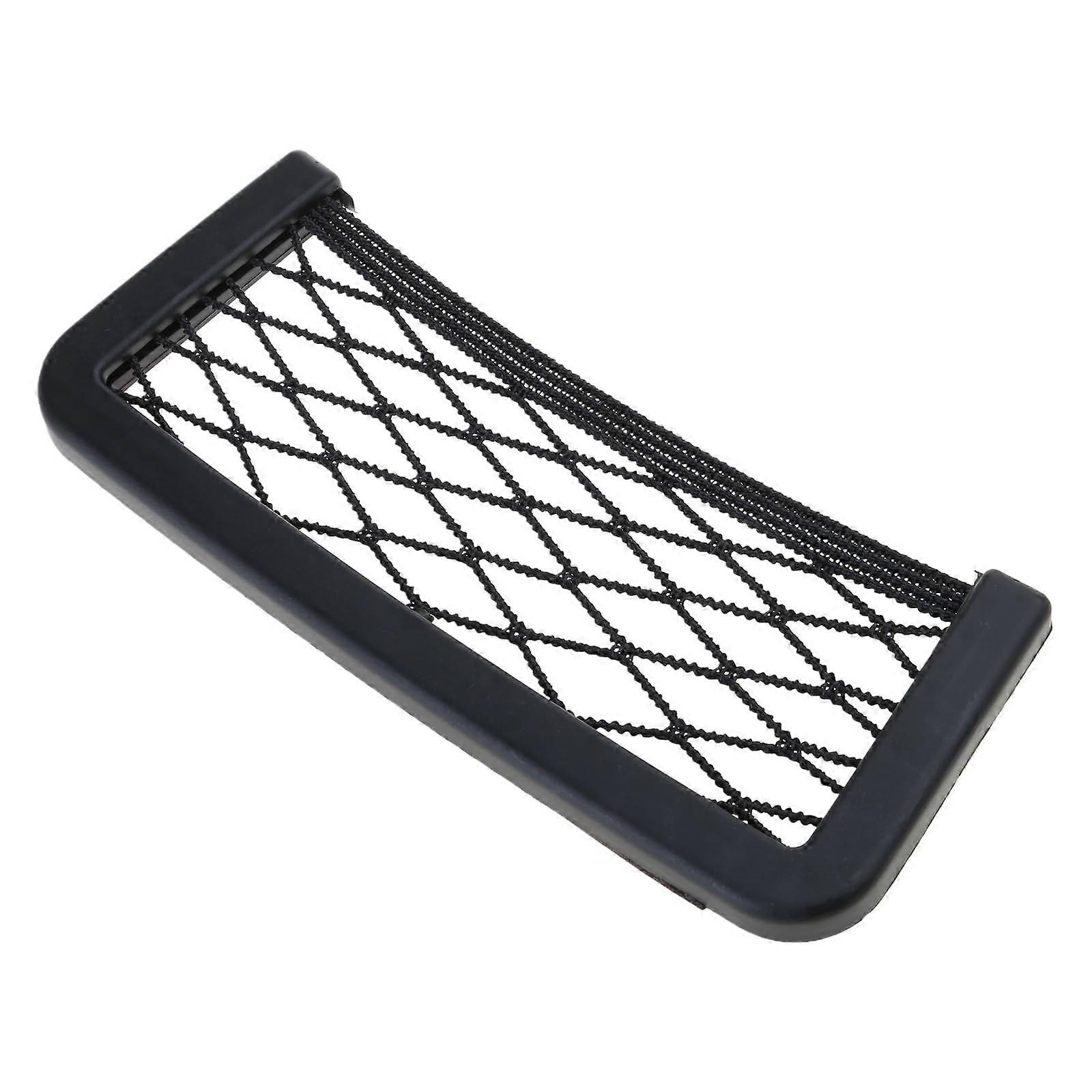 Elastic Storage Pocket Net Holder Self-Adhesive Mesh Organizer for Purse Bag and Phone, Framed Stretch Design, Black