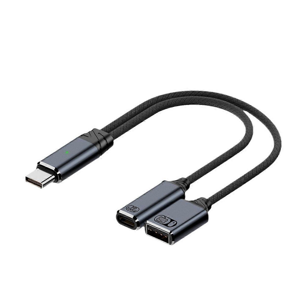 USB C OTG Cable Phone Adapter 2 in 1 Type C to USB A Adapter with PD Charging Port for Smartphone Laptop Tablet Grey