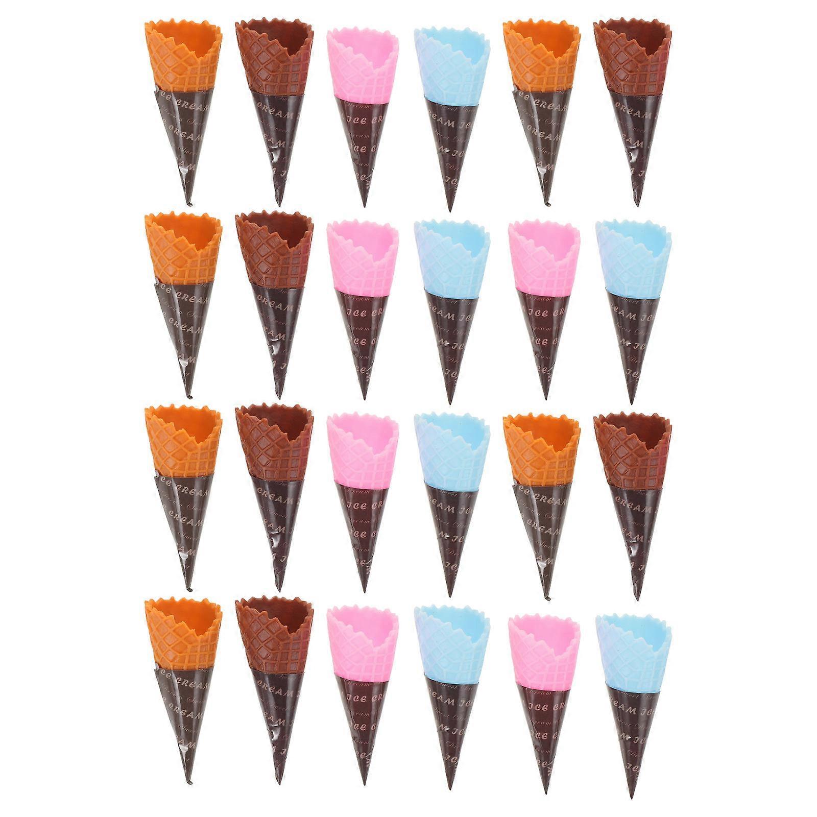 Simulation Ice Cream Cone Model for Decor 24Pcs Mini Artificial Dessert Props