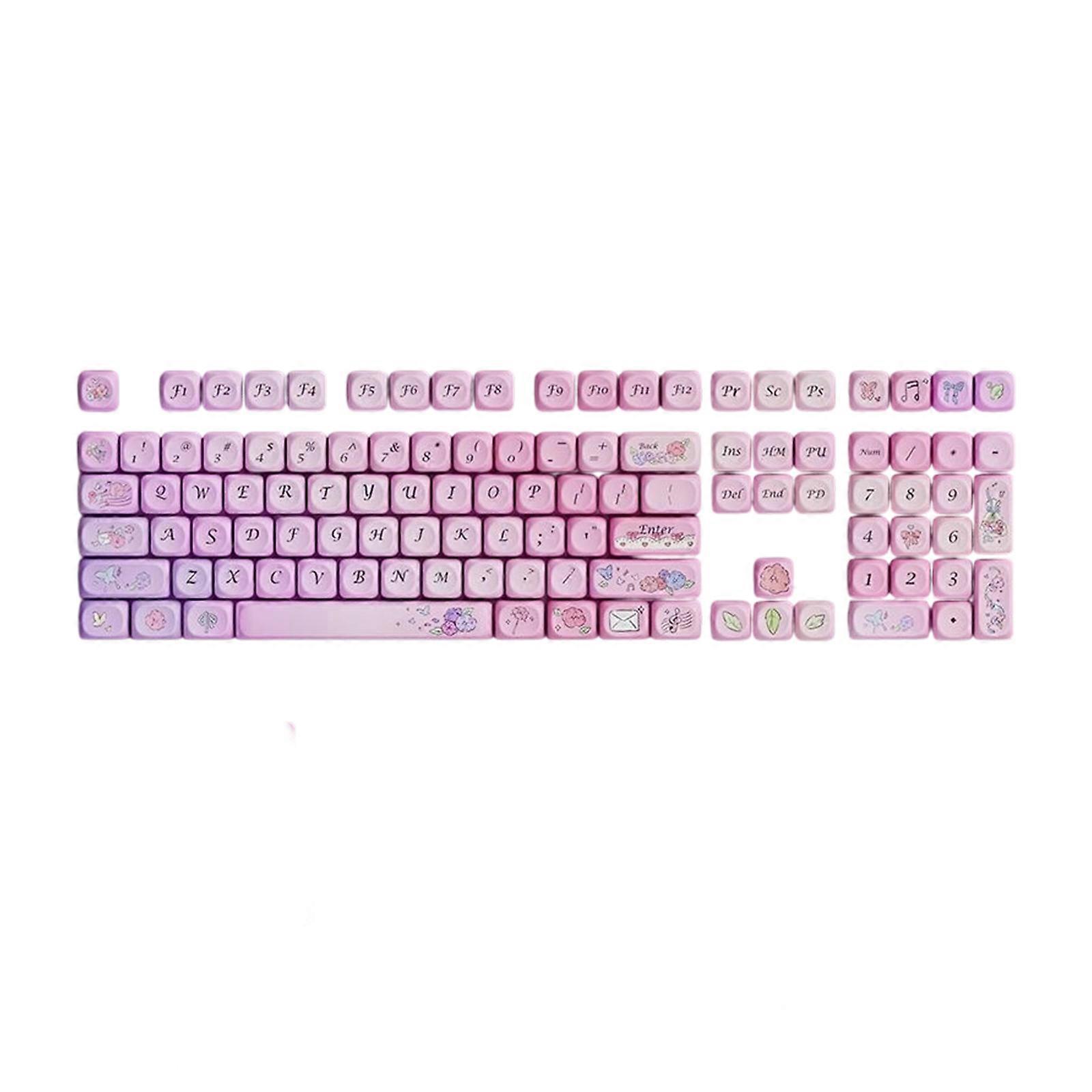 OQO height Keycaps Heat Resistant Replacement Keytops  Pink Flower Theme for Personalizing Computer Keyboards Multicolor