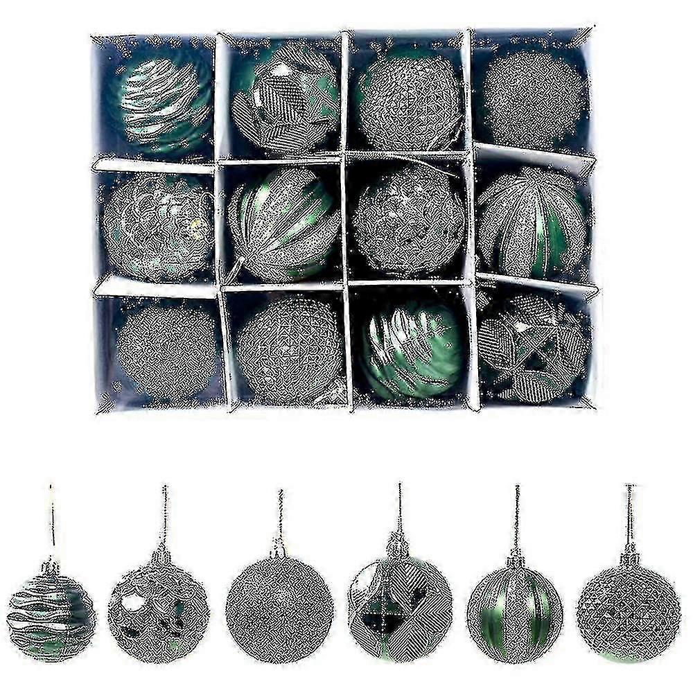 12 st julbollsprydnader för julgransdekor 2.36 "återanvändbar presentförpackning för semester och fest Y