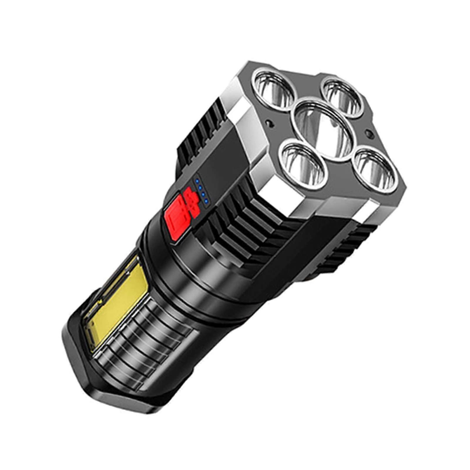 Rechargeable LED Flashlight USB Outdoor Portable ExplosionProof Torch for Camping Silver