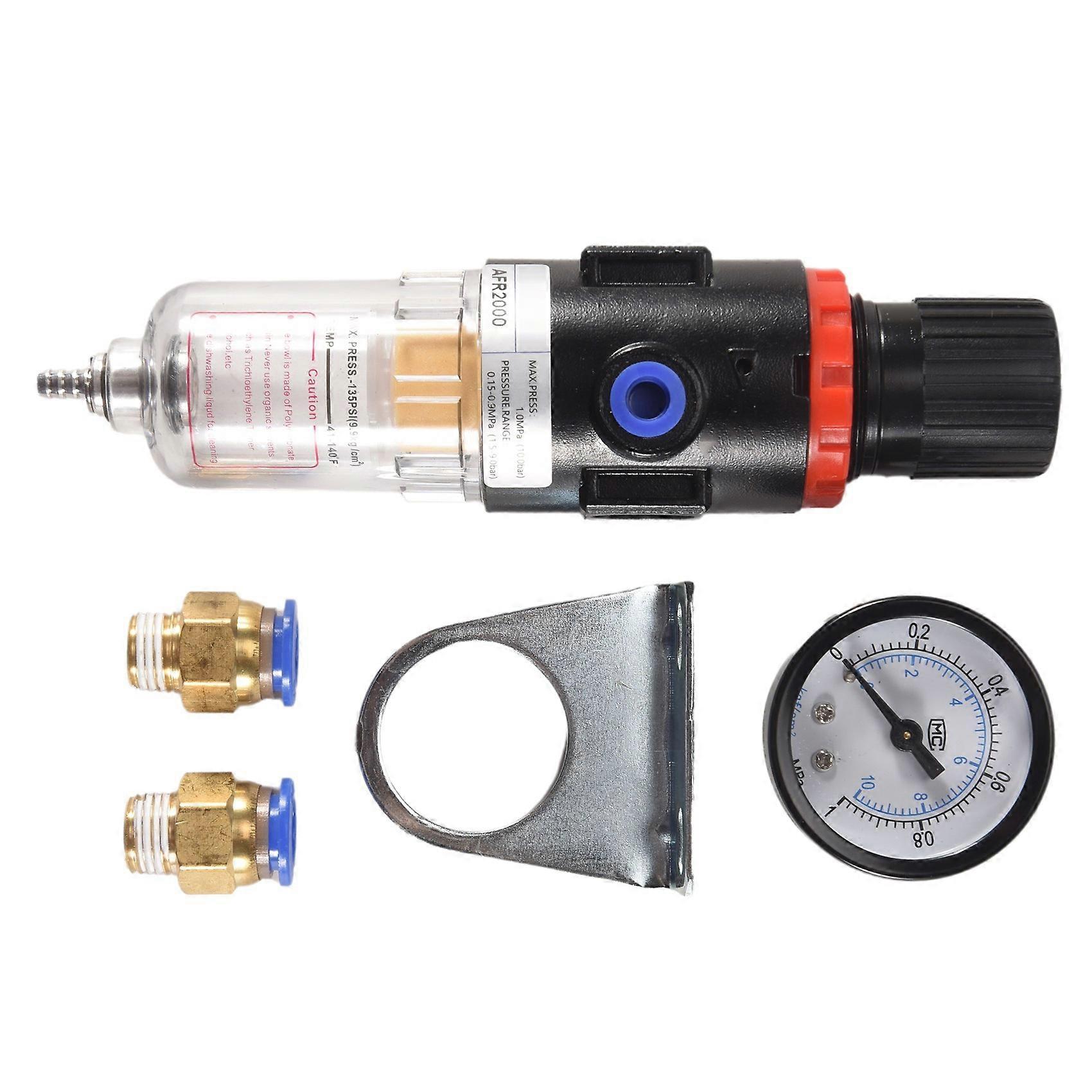 Air Filter Pressure Regulator 1/4 Inch AFR2000 Water Separator Air Tool Compressor Filter with 10MM Connector