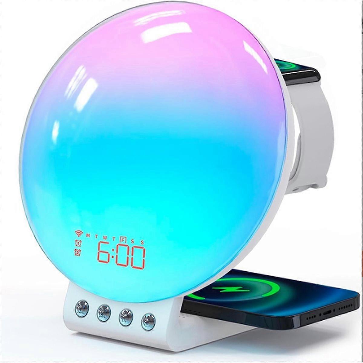 Sunrise Alarm Clock Smart,Wireless Charging Station, App Control Sound Machine White Noise,Sunlight 