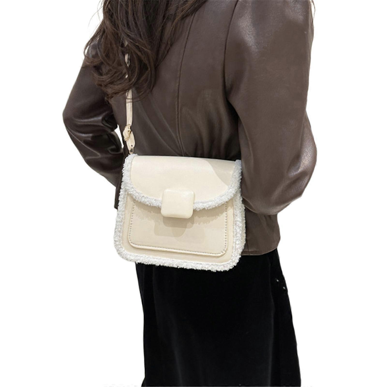 حقيبة كتف عصرية ومتعددة الاستخدامات للنساء PU حقيبة مربعة صغيرة للملابس غير الرسمية والأبيض المتنقل