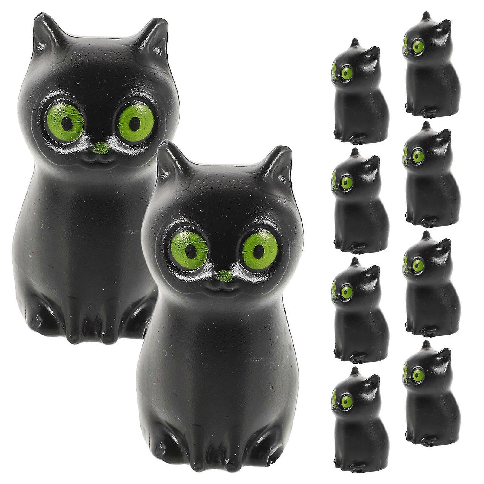 Halloween Cat Figures Tiny Animal Statue for Decor 100Pcs