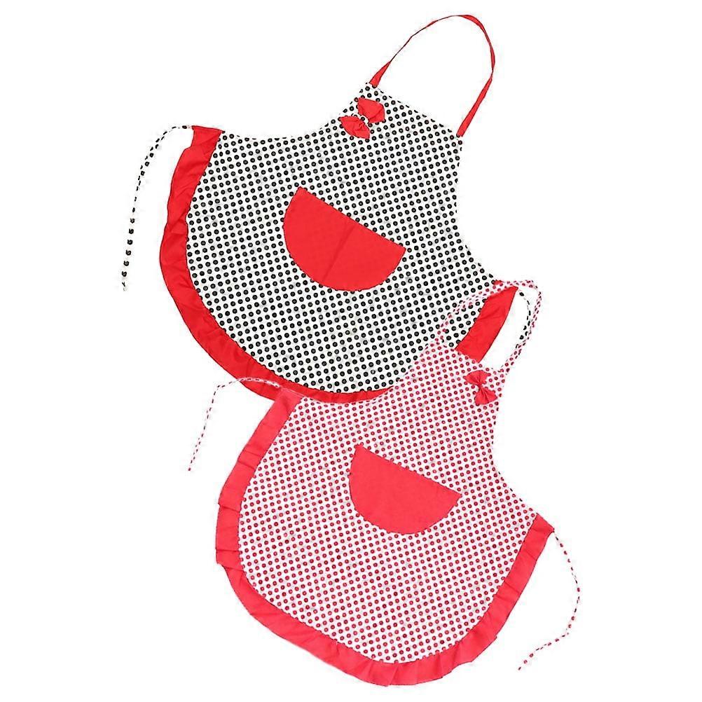 2pcs Dot pattern Aprons Canvas Aprons Funny Aprons Restaurant Aprons Cooking Aprons