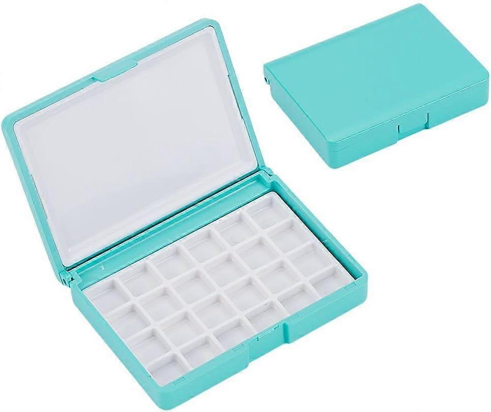 1 Pc Cyan Rectangle Watercolor Palette Box Portable 24 Grids Case Plastic Mini Size Travel Empty Palette Box with Lid Art Colours Storage Container fo
