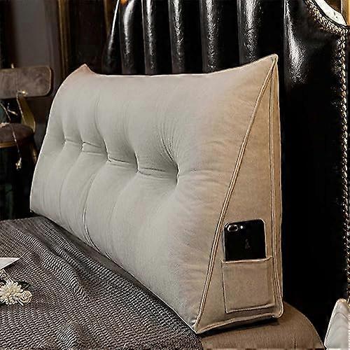 Ultra Soft Bed Wedge Pillow With Side Pocket And Removable Cover, 71in Headboard Support, Blue Or Grey, L200cm/79in