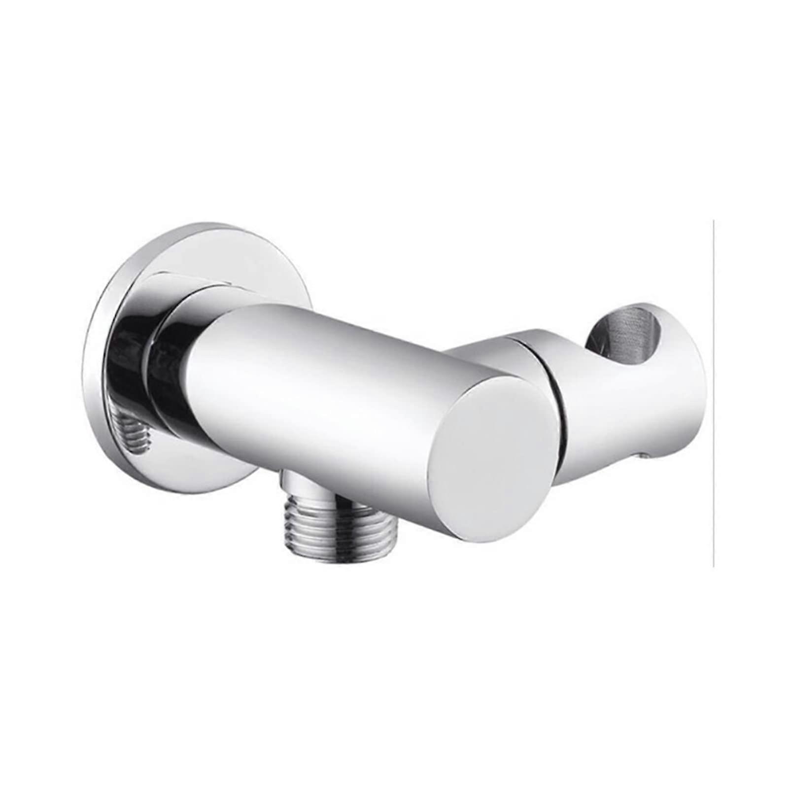 Solid Brass Chrome Wall Mounted Shower Holder with G1/2 Hose Connector and Angle Valve for Handheld Shower