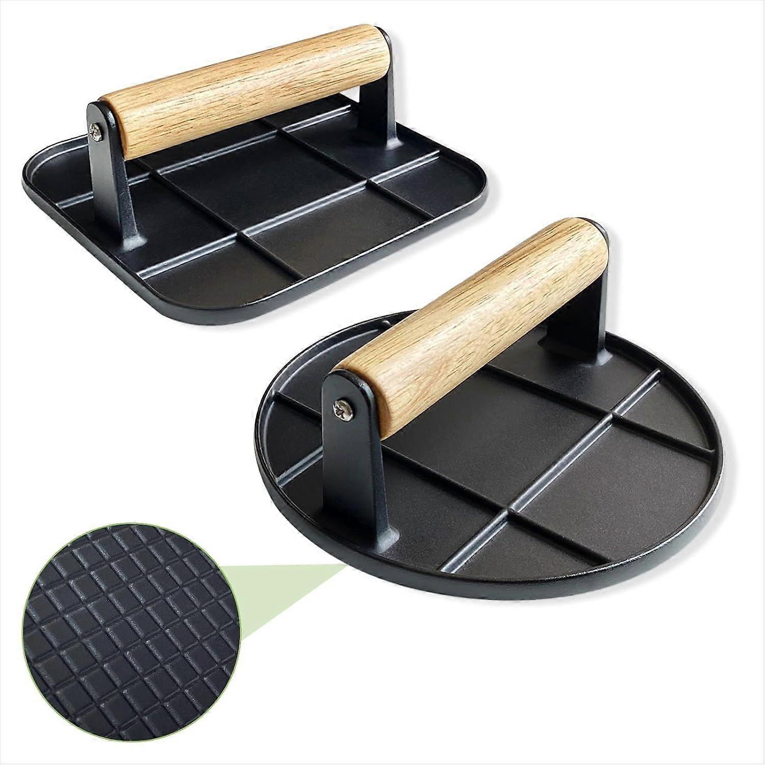 Lightweight Smash Burger Press with Wood Handle  Rustproof Smasher for Griddle/Grill, Ideal for Blackstone Griddle & Bacon